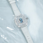 TSAR BOMBA Women’s Quartz Watch, Swiss Movement, Transparent Case, Zircon Dial, Comfortable Strap, Elegant Fashion Wristwatch