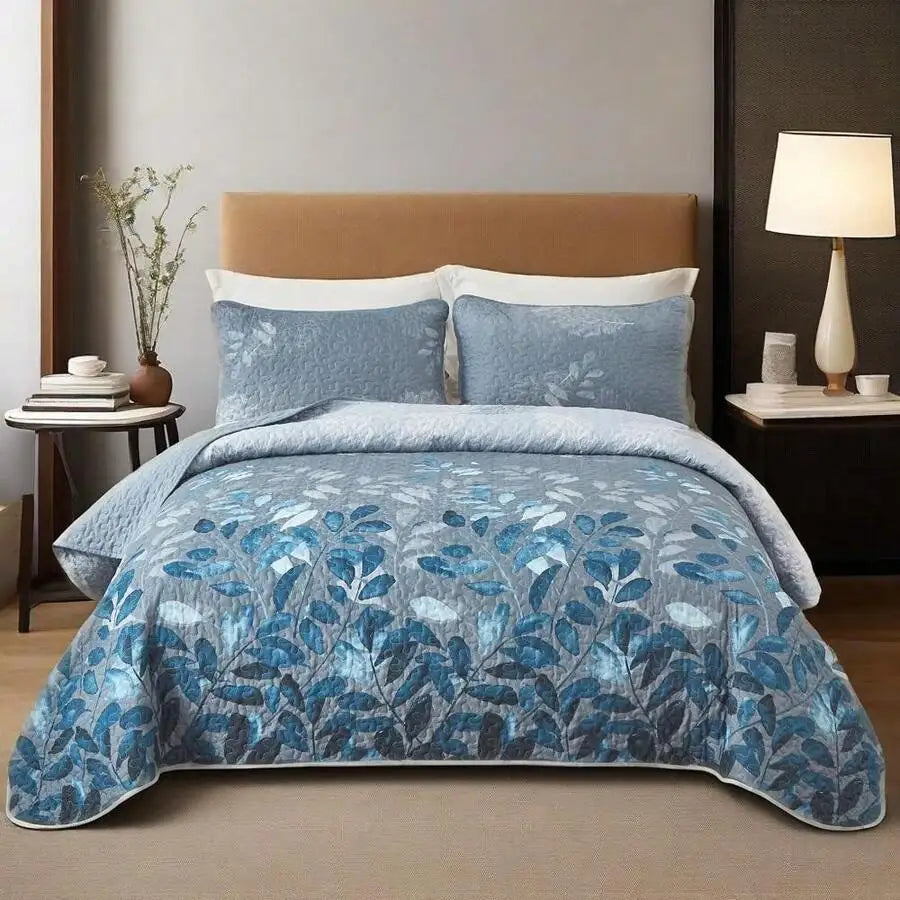 3 Pieces  Yellow Flower Quilt Set Twin Full Queen King Size, Paisley Patchwork Plaid Bedspread Bedding Sets  Coverlet Set.