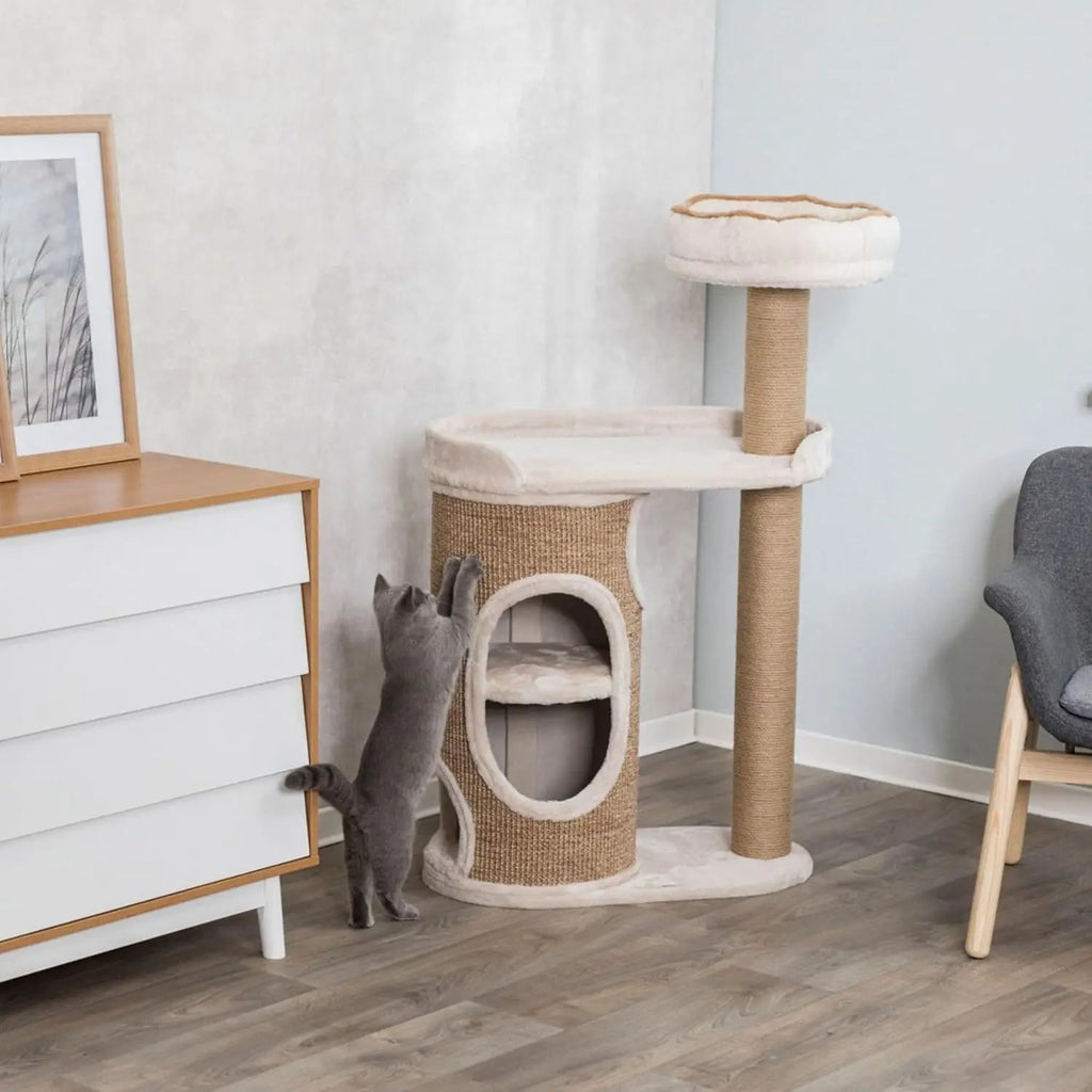 Indoor 2-Story Cat Condo, Sisal Posts, Brown, Removable Bed for Easy Clean