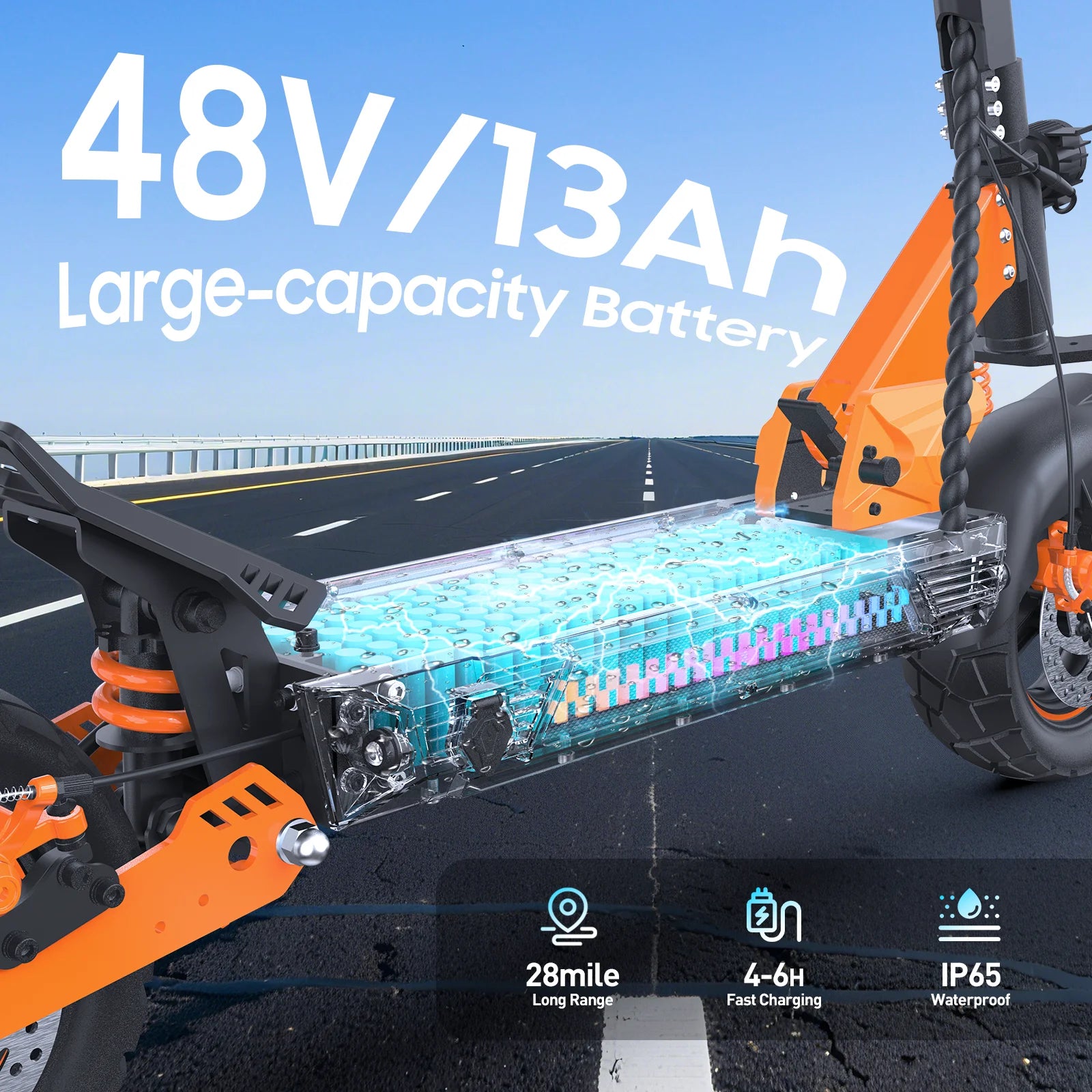 Electric Scooter TOFUN TF3S 1000W with APP Speed Maxi 28MPH Autonomy 35-45km 48V13Ah Tires 10 Inch 4 Modes Foldable