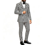 Men's Jacquard 2 Piece Suits Slim Fit Double Breasted Suit Jacket Pants Set Casual Wedding Casual Business