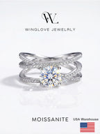 Elegant Round 1CT Moissanite Diamond Pledge Love Rings for Women S925 Sterling Silver Engagement Wedding Luxury Fine Jewelry
