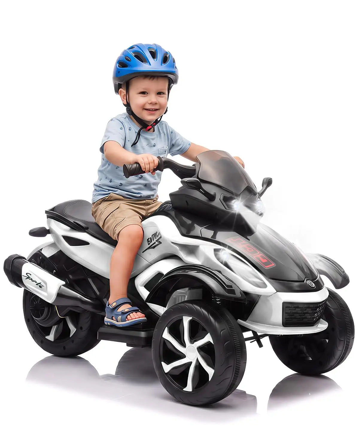 12V Dual Motor Kids Electric Ride-On Car – Up to 4 MPH, Music & Colorful Lights, 66 lbs Capacity, Outdoor 3-Wheels Battery Powered Vehicle Toy Tricycle for Boys & Girls Ages 3-6