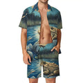 Mens White Short Sleeve Shirt And Shorts Set Casual Summer Outfit