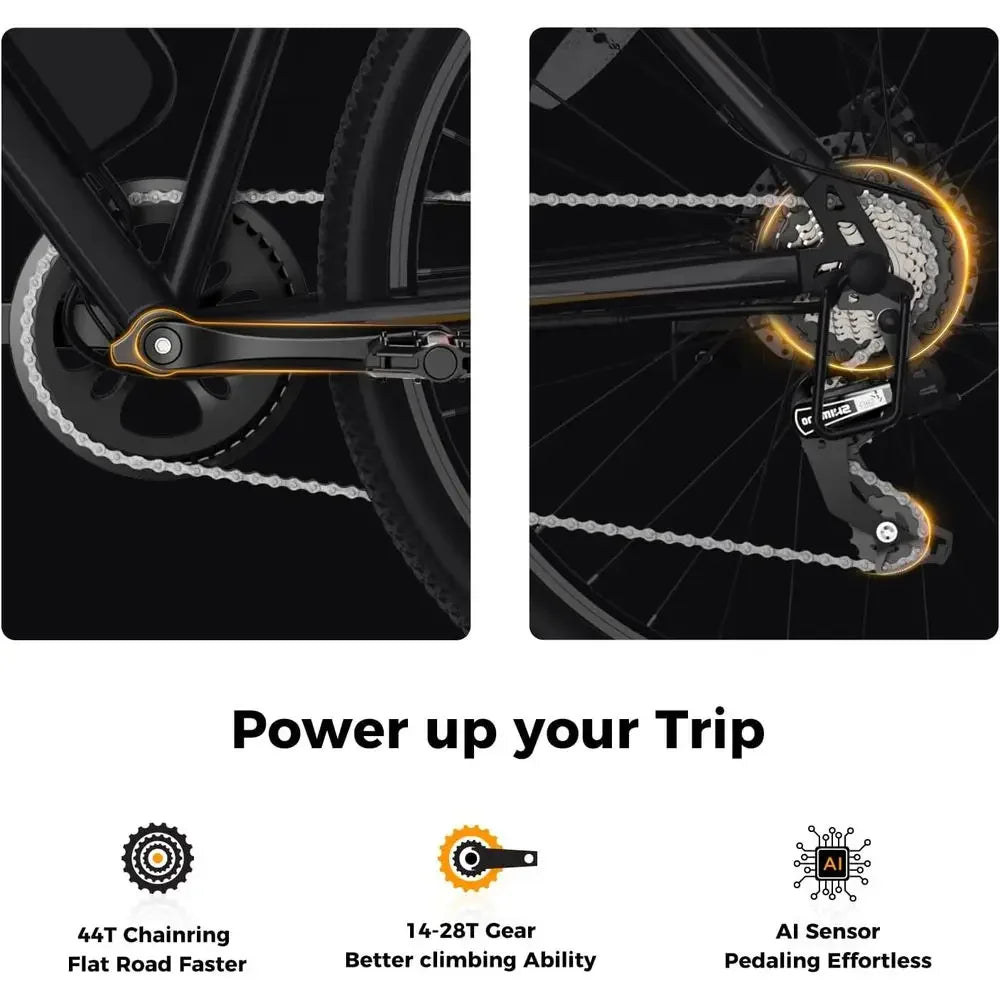 1000W Peak Brushless Motor Electric Mountain Bike, 40 Miles Range, 20MPH, 360Wh Battery, 7-Speed, 26 Tires, Front Suspension