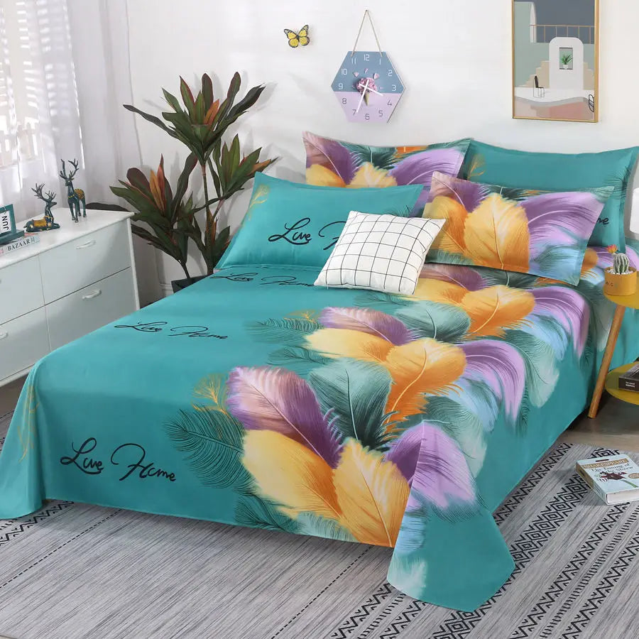 3pcs/Set Home Textile Bed Sheet Set with Pillowcases Cotton Material Lovers Room Bedding Room Flat Sheet