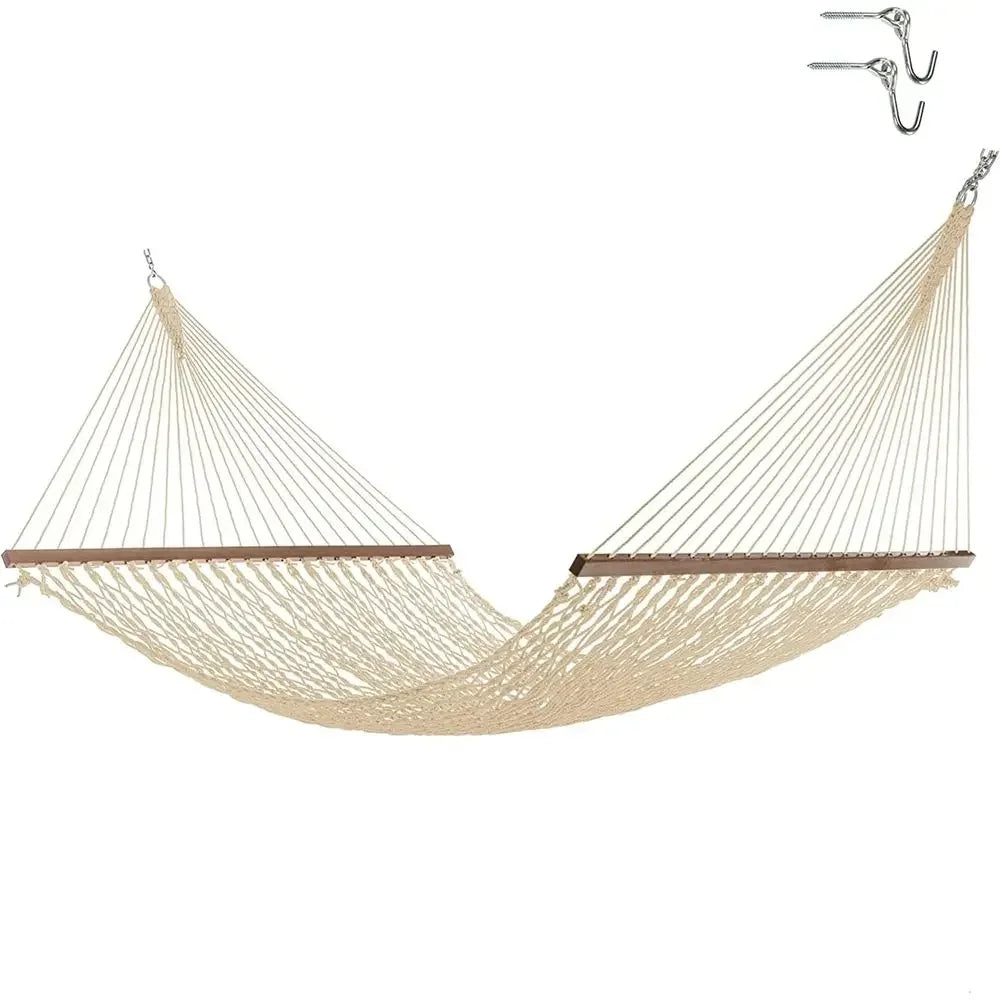 Luxury Durable Cotton Rope Hammock with Extended Chains & Hooks, Handcrafted USA, 450 lbs Capacity, 13 ft x 60 in