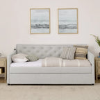 Twin Upholstered Daybed with Pop-Up Trundle and USB Charging