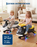 12V Electric Wiggle Car For Kids, 2 In 1 Ride On Swing Car With Pedal, Flashing Wheels Music, Anti-Rollover Toy For Toddlers
