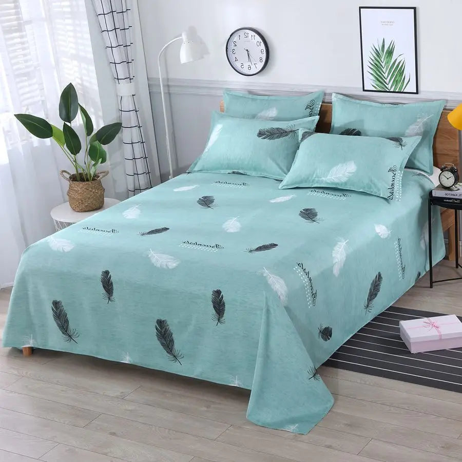 3pcs/Set Home Textile Bed Sheet Set with Pillowcases Cotton Material Lovers Room Bedding Room Flat Sheet