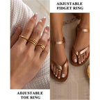 14K Gold-plated Toe Rings for Women Simple Hug CZ Triple Open Band Rings Trendy Adjustable Toe Rings Summer Beach Foot Jewelry
