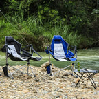 Oversized Portable Hammock Swing Chair with Adjustable Backrest, Lightweight Rocking Outdoor Seat Supports 440lbs - Blue