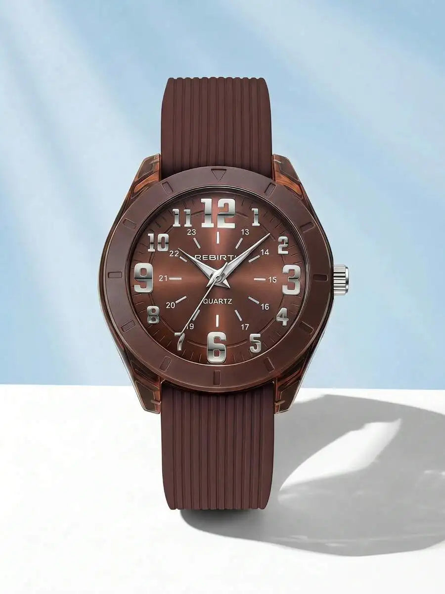 REBIRTH 1pc Women's Silicone Strap Casual Versatile Personalized Style Quartz Watch Suitable For Daily Wear