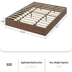 Queen Bed Frame, Wood Platform Bed with Sturdy Wooden Slats, Modern Minimalist Design, No Box Spring Needed, Easy Assembly, Walnut