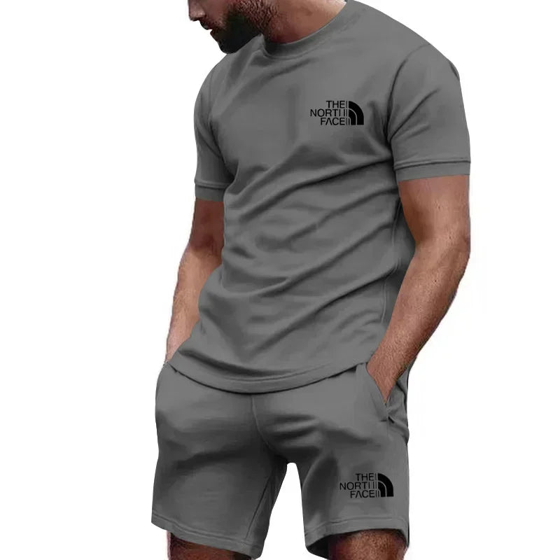 Hot Selling Men's Athletic Outfit Breathable Short Sleeve Tee & Sweatpants Set Casual Sports Suit for Workout Daily Wear