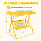 2-Seater Porch Swing Chair With Metal Stand Adjustable Canopy Outdoor Furniture