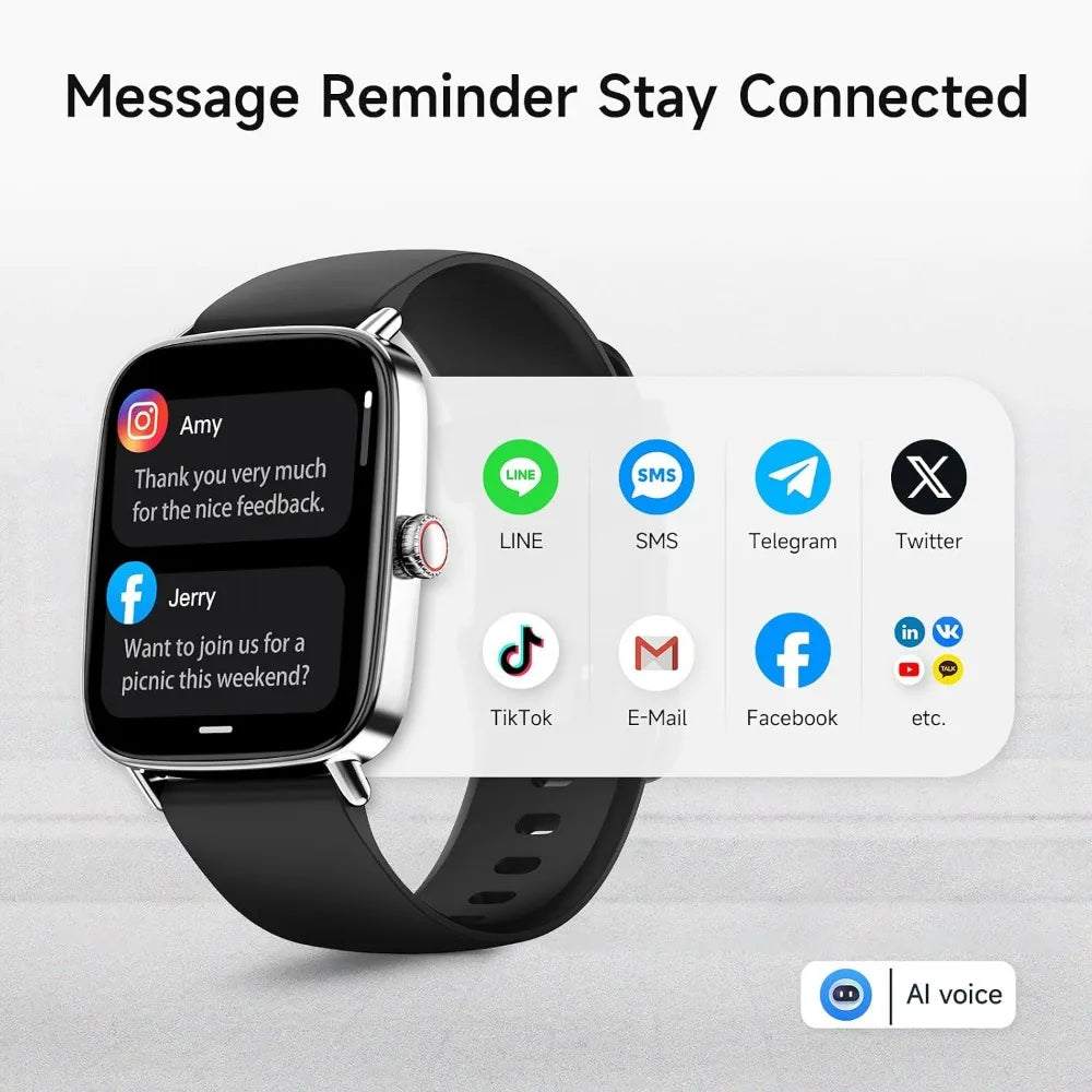1.85" HD Smartwatch with Call, Fitness Tracking, IP68 Waterproof for Men and Women
