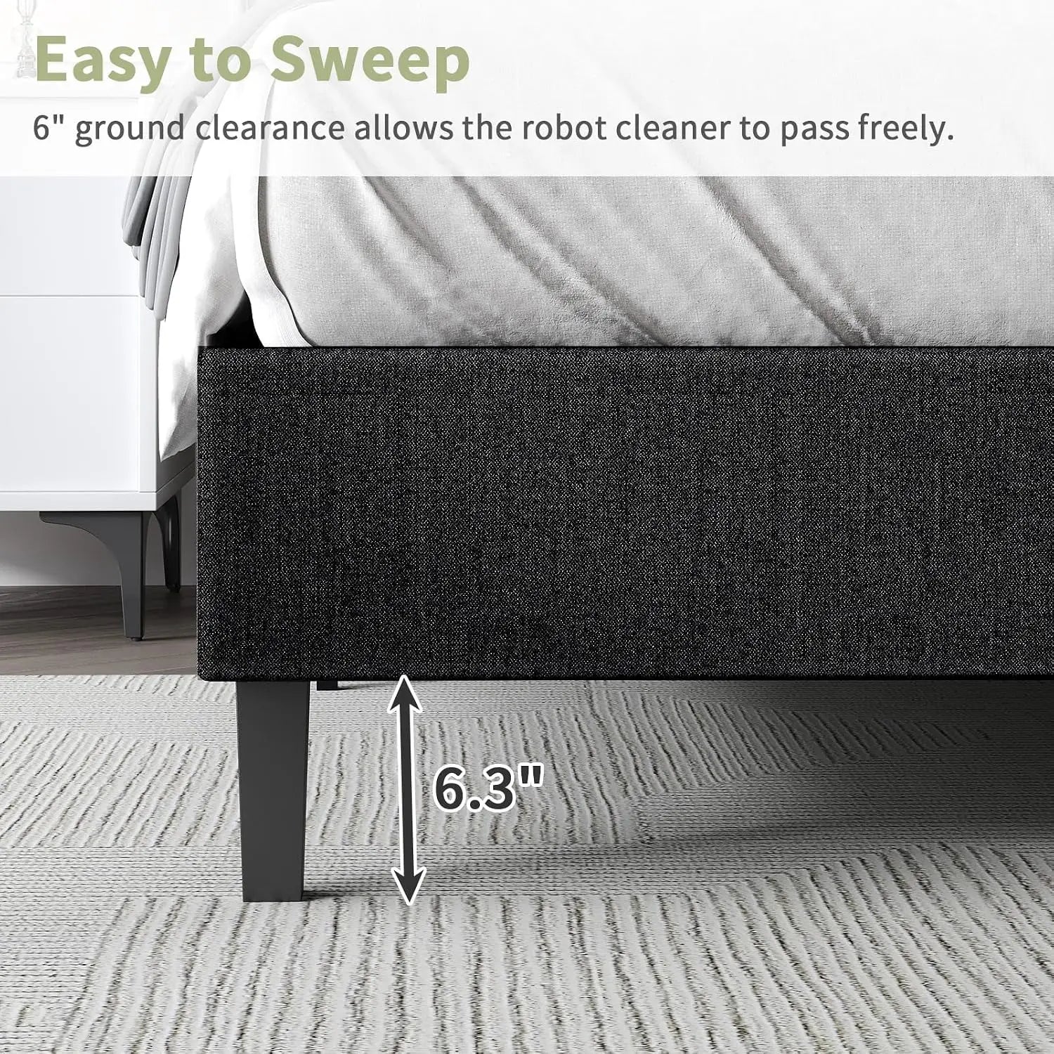 Twin Bed Frame with Adjustable Upholstered Headboard, Linen Fabric Platform Bed with Heavy Duty Wood Slats, Noise-Free,, Custom