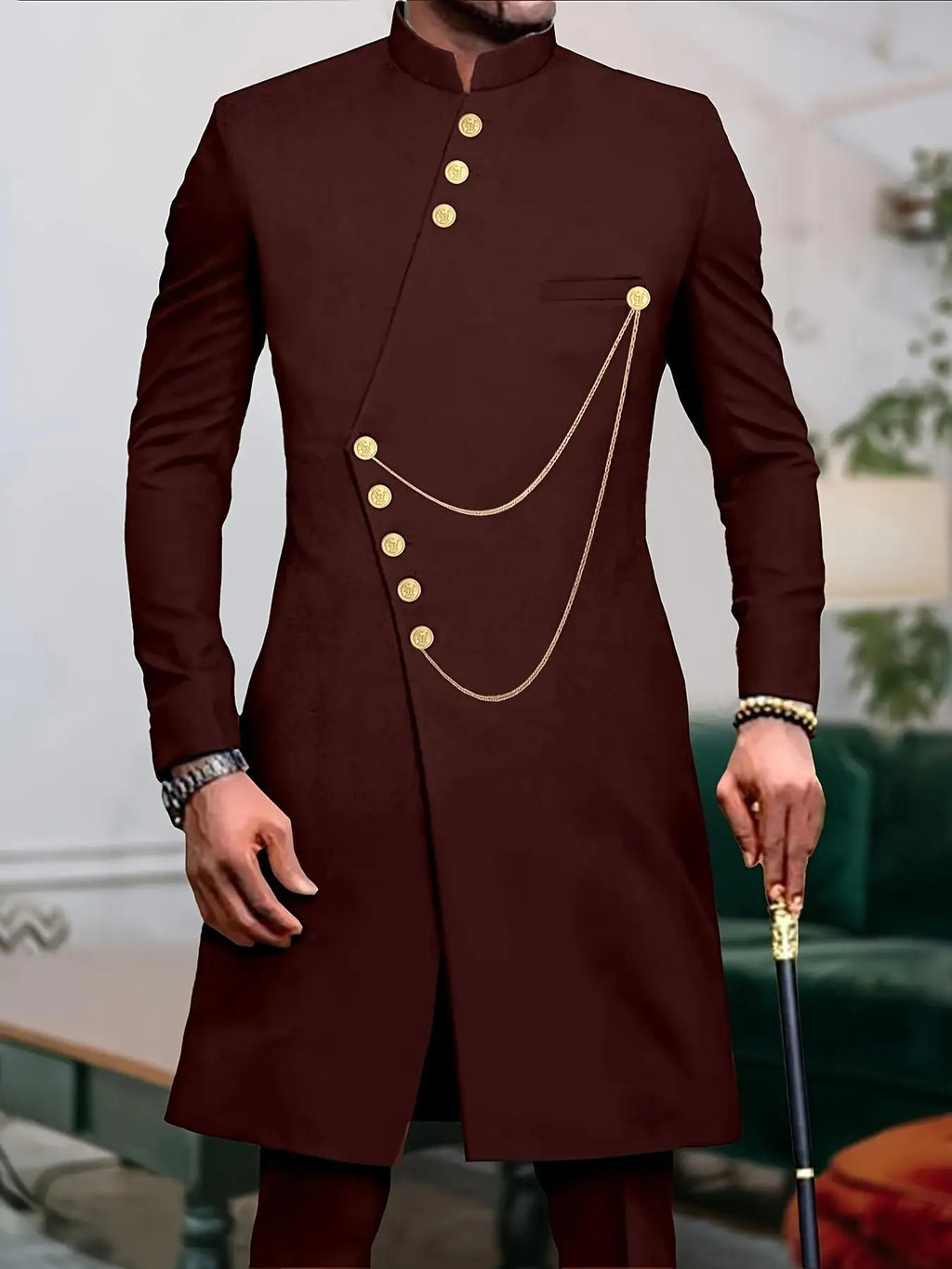 Men's fashion luxury two pendant chain dress two-piece set