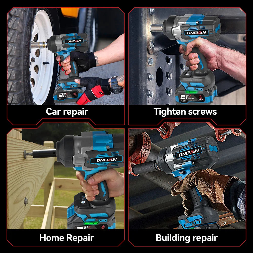 ONEVAN 2800N.M High Torque Brushless Electric Wrench Cordless 1/2 Inch Screwdriver Impact Drill Tool For Makita 18V Battery Pin