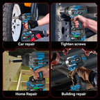 ONEVAN 2800N.M High Torque Brushless Electric Wrench Cordless 1/2 Inch Screwdriver Impact Drill Tool For Makita 18V Battery Pin