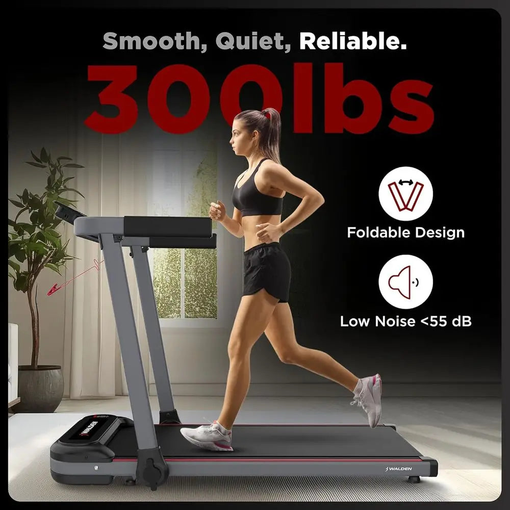 Portable Folding Electric Treadmill - LCD Display, 6.2mph Adjustable Speed