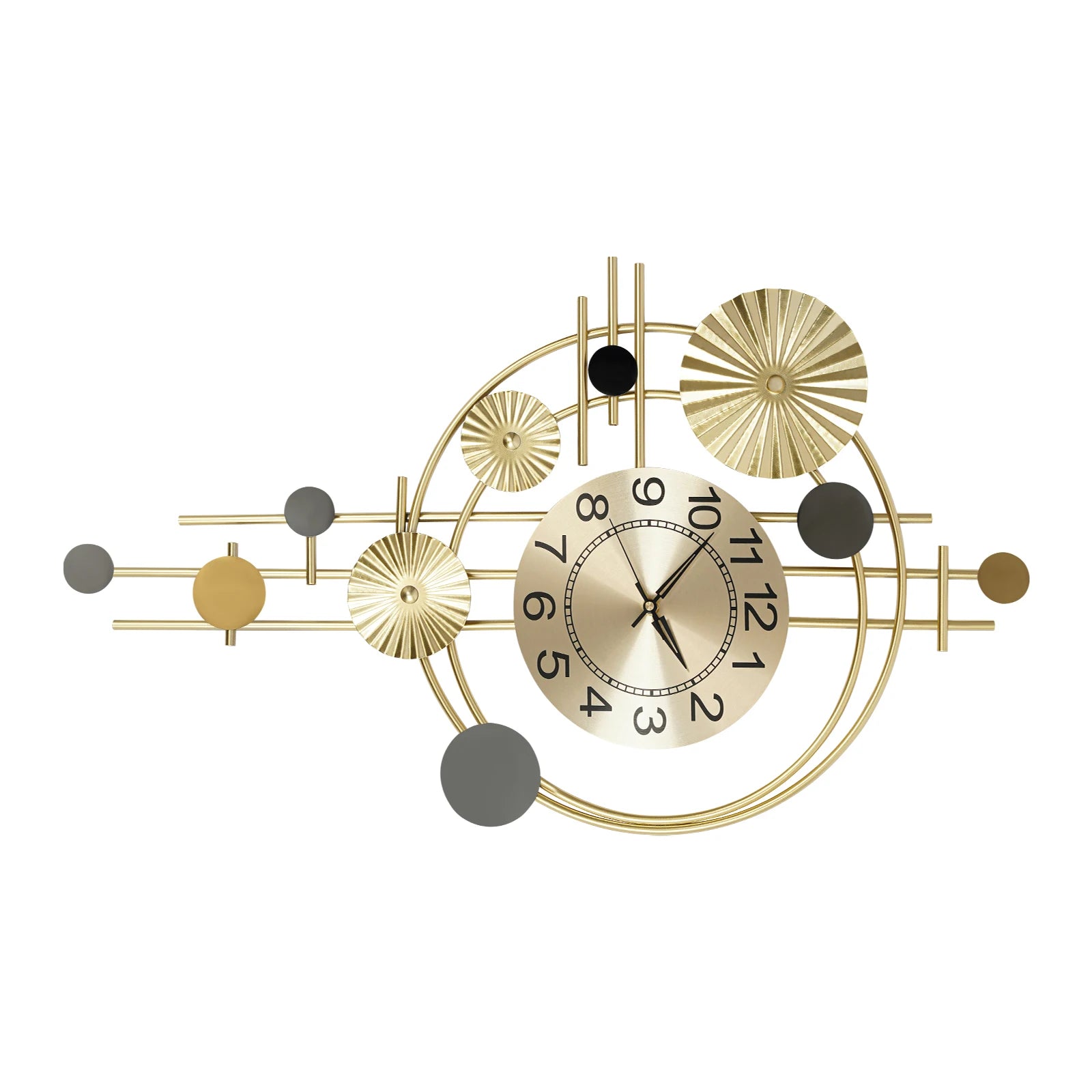 Metal Wall Clock, Luxury Decorative Art Clock, Battery Powered Round Wall Decor Silent Clocks 17.72*30.71in for Home Living Room Bedroom Kitchen Office Decor