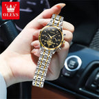 OLEVS 2897 Elegance Original Quartz Movement Women Watch Multifunctional Diamond Dial Luminous Function 30m Waterproof Watch