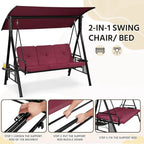 Weather-Resistant 3-Seat Outdoor Patio Swing Chair, Deluxe Porch Swing for Garden, Poolside, and Balcony