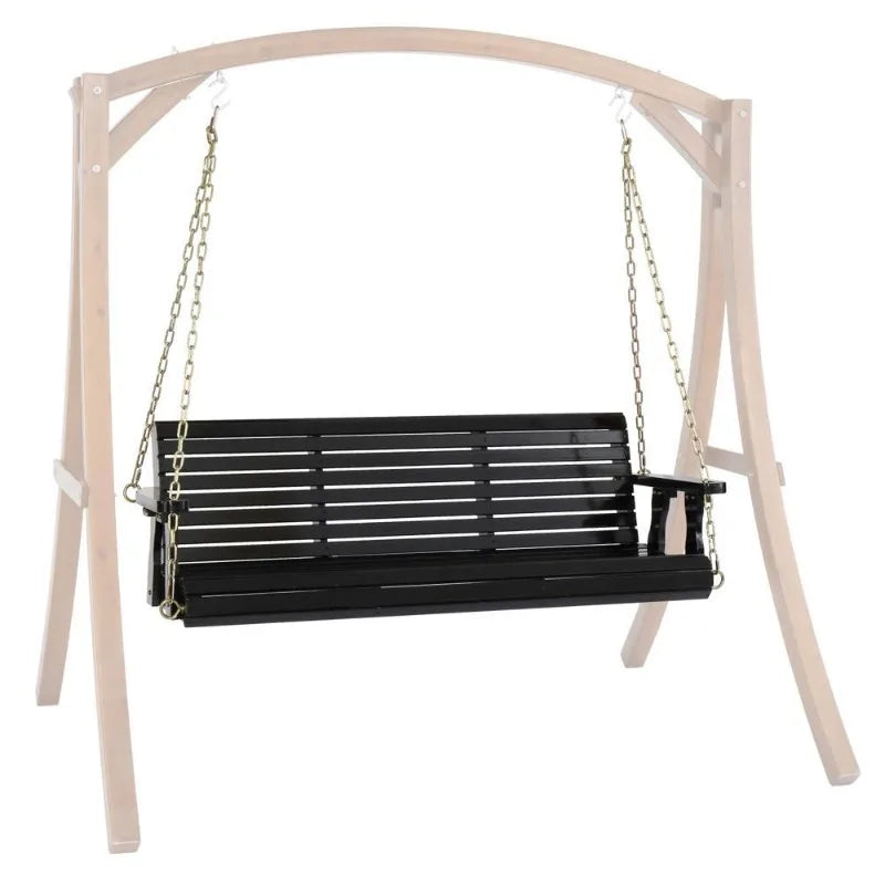 Heavy Duty Outdoor Swing Chair Bench Only Wooden Porch Swing with Chains Outdoor Furniture
