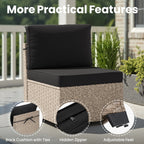 7-Piece Patio Furniture Set, Outdoor Rattan Sectional Sofa with Tempered Glass Table, All-Weather, for Garden, Porch, Backyard