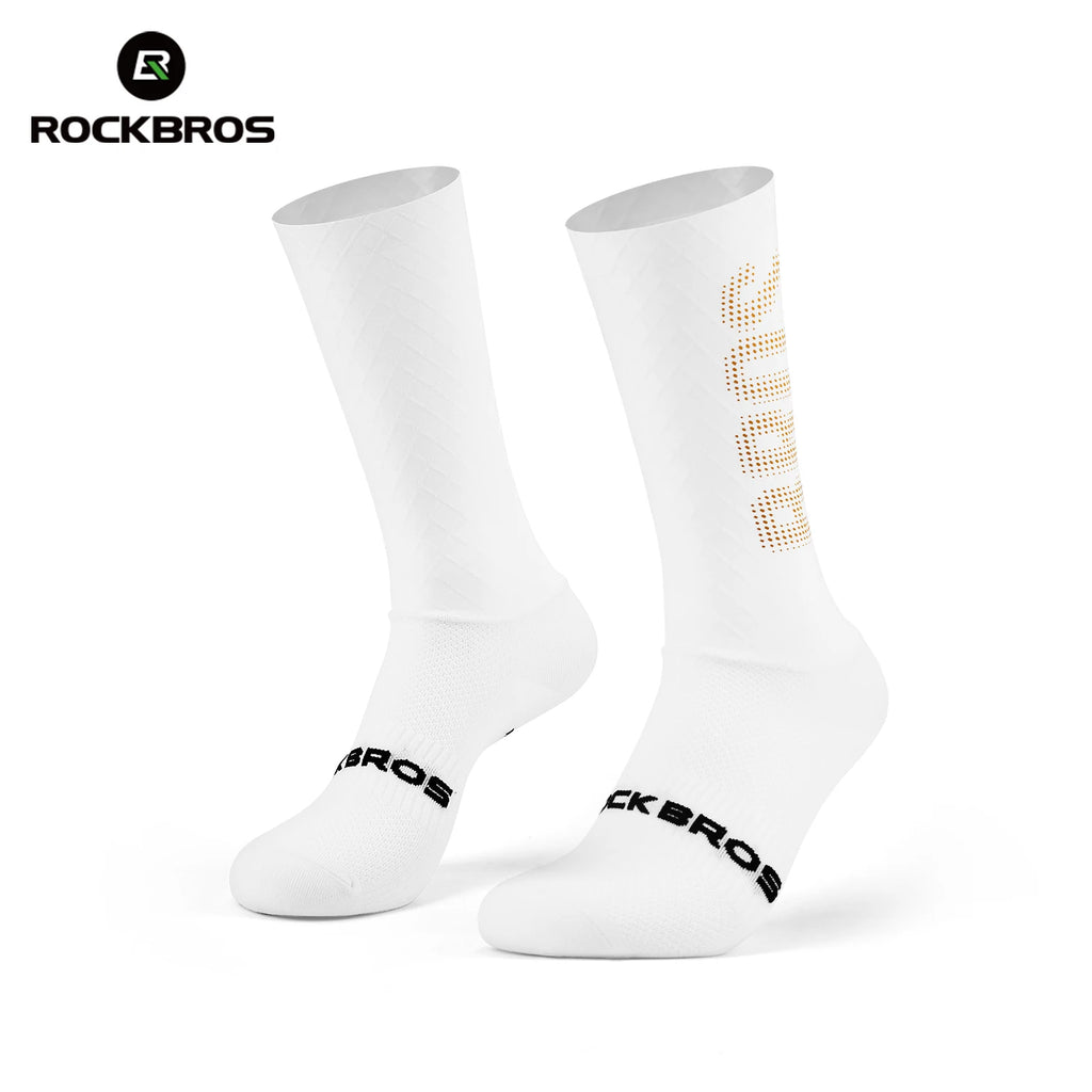 ROCKBROS Cycling Aero Socks Lightweight Elastic Breathable Socks Non-slip Shock Absorption Odorless Anti-bacterial Cycling Socks