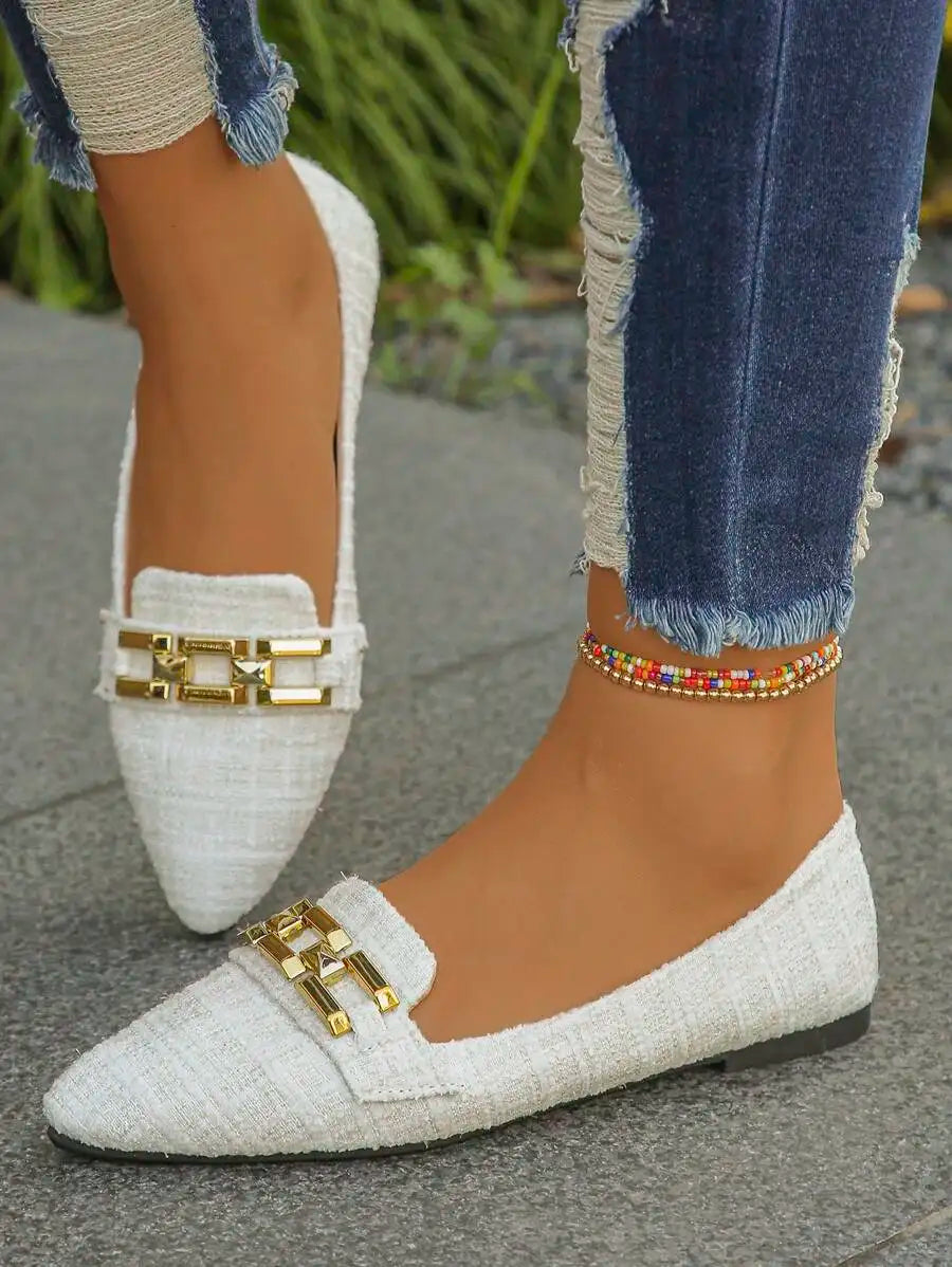 Pink Bowknot Pointed Toe Slip-On Flats For Women Comfortable Casual Summer Shoes