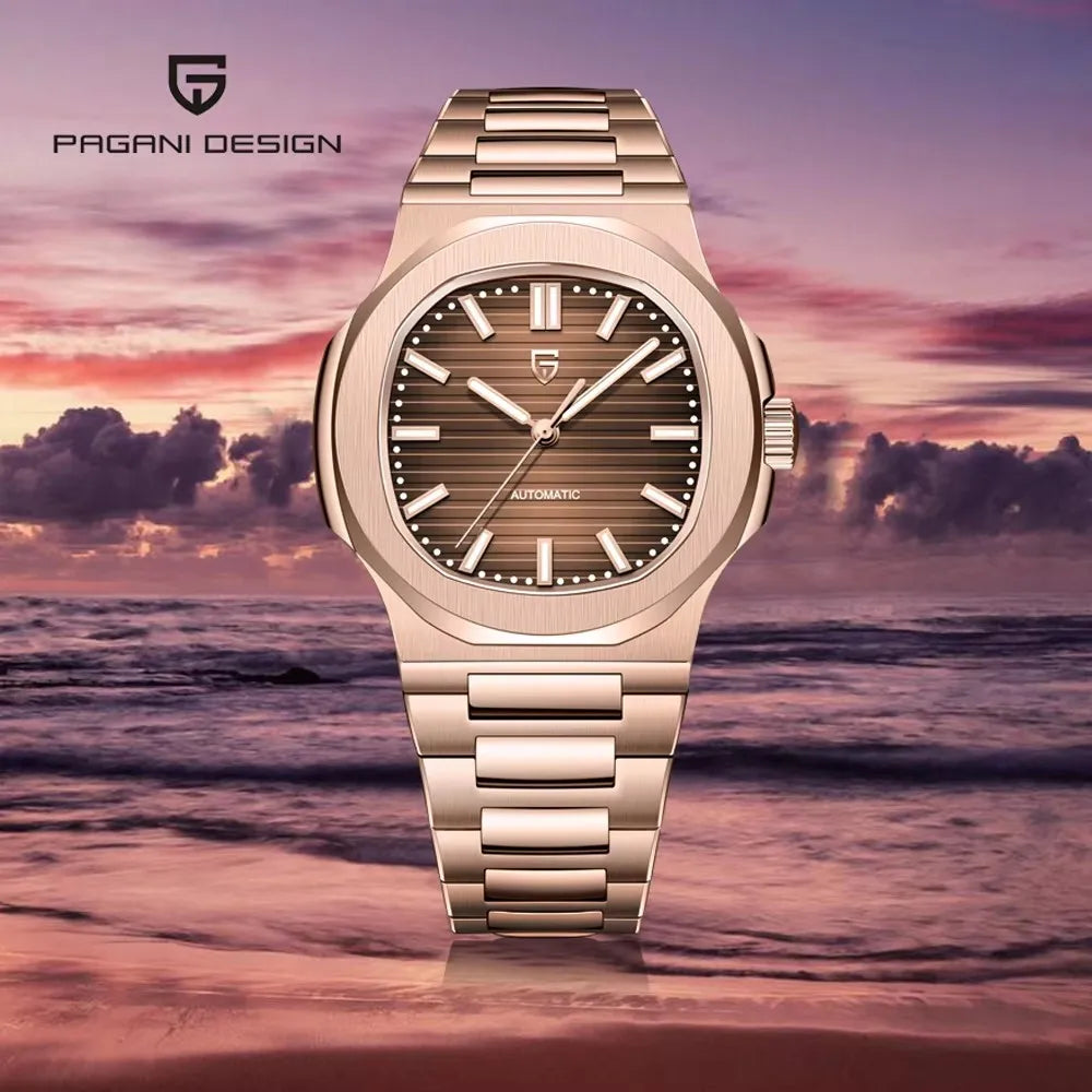 2026 New PAGANI DESIGN Rose Gold Retro Men's Watches Luxury Mechanical Wristwatch Automatic Watch For Men AR Sapphire Waterproof Luminous