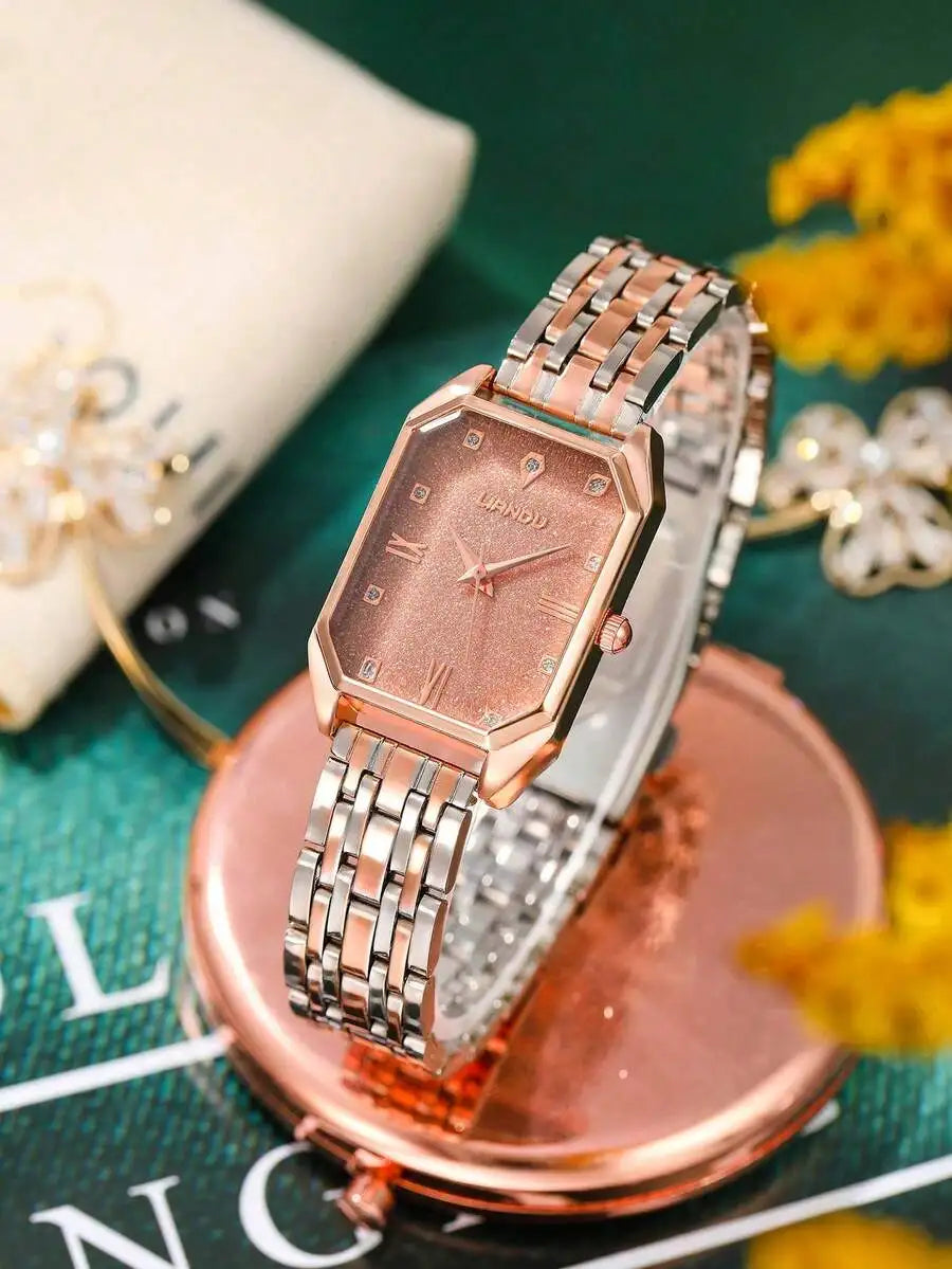 SOKI 1pc Women's Watch, Vintage Casual Fashion Minimalist Square Quartz Wristwatch, Suitable For Daily Wear, Birthday Gift,