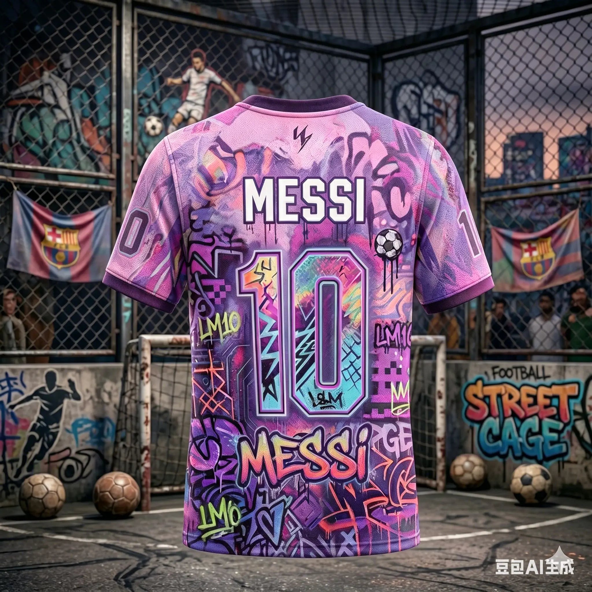 Kids Unisex Argentina Messi #10 Graffiti Soccer T-Shirt Quick Dry Breathable Football Training Jersey World Cup Fan Commemorative Tee