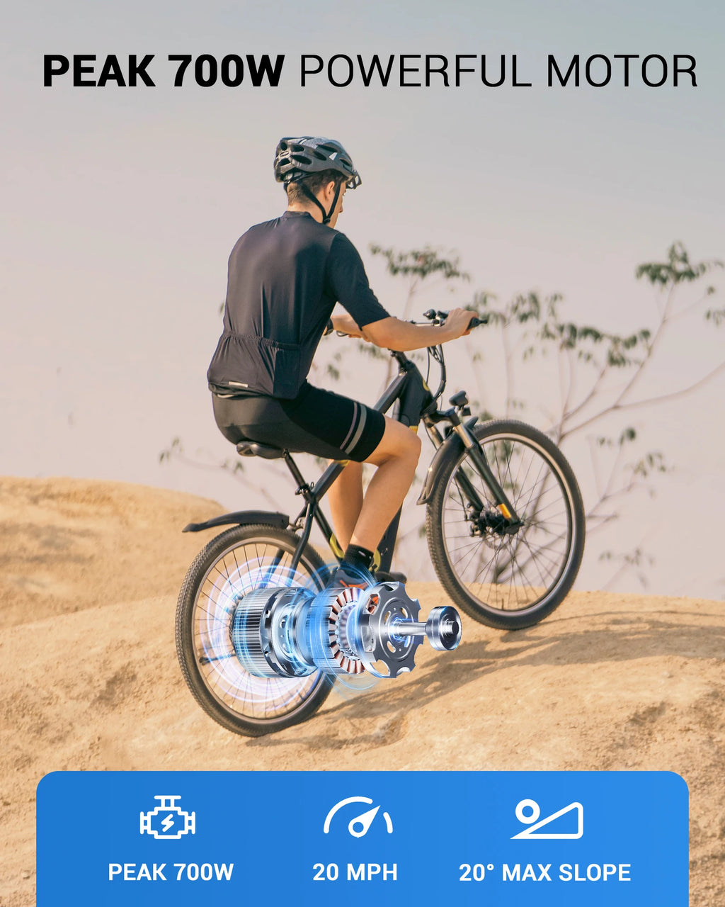 550W Adult electric mountain bike 26", 48V built-in hidden removable battery, up to 50 miles, urban commuter bike.