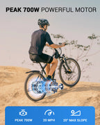 550W Adult electric mountain bike 26", 48V built-in hidden removable battery, up to 50 miles, urban commuter bike.