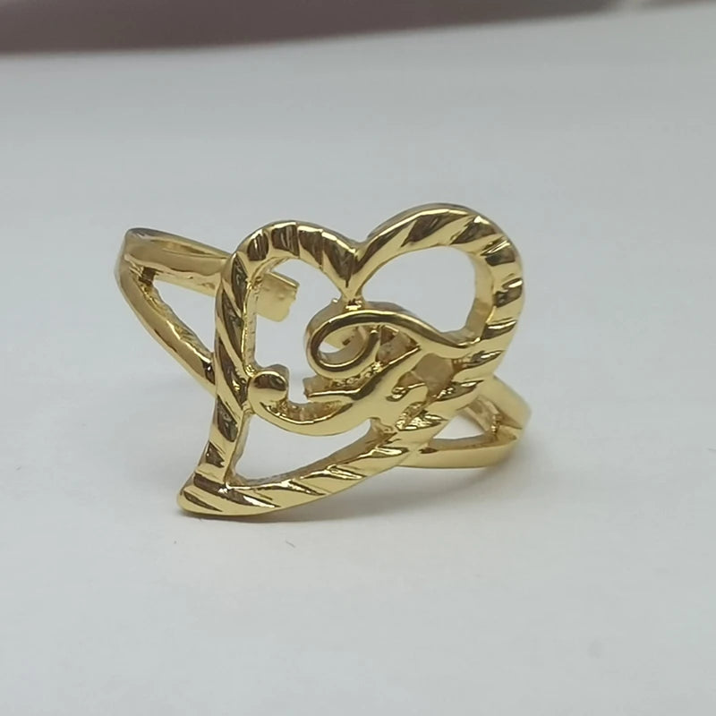 Duoying Custom Initial Rings Personality Hip-Hop Ring Heart Rings Letter Ring Heart Shape Gifts For Mom Gift