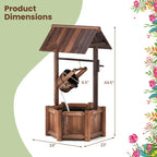 Garden Rustic Wishing Well Wooden Water Fountain with Pump