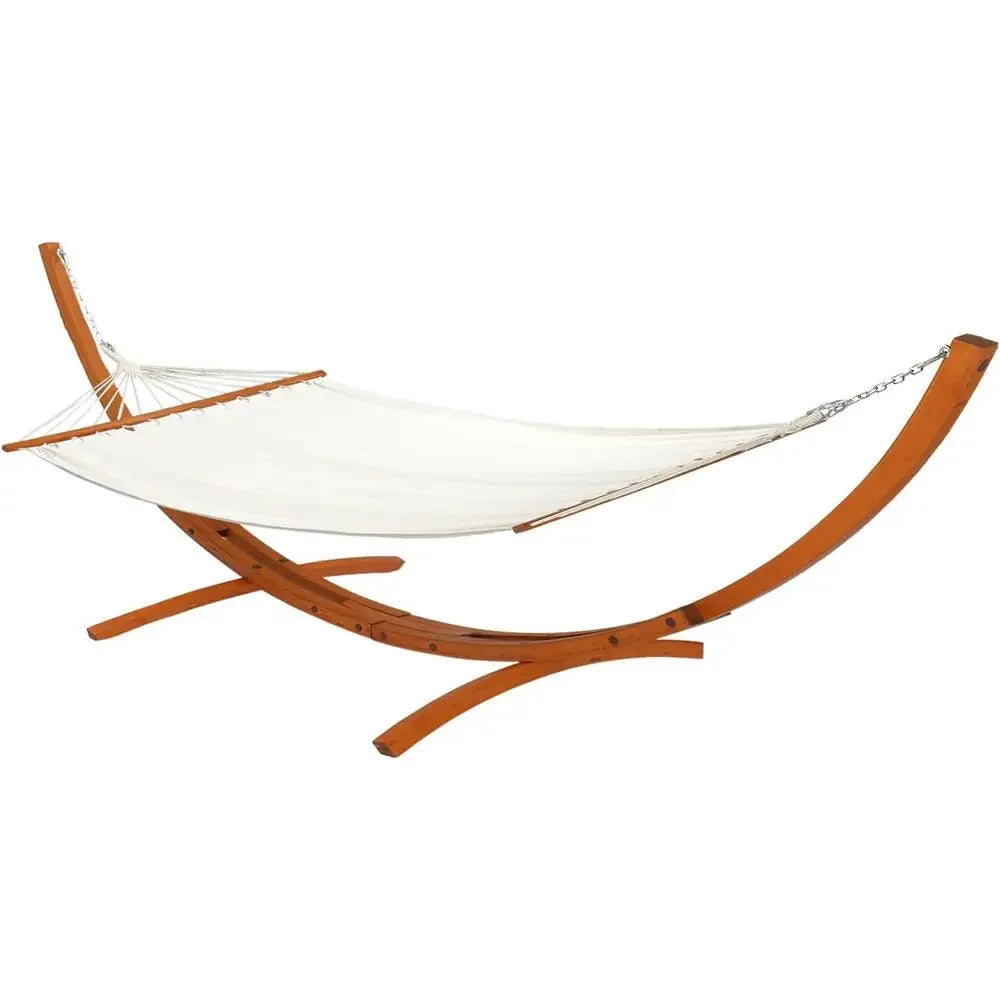 Natural Wooden Hammock Stand Set for Outdoor Yard or Garden (14 ft)
