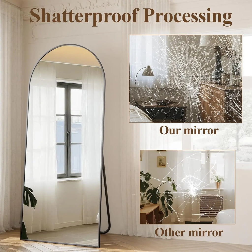 Arched Full Length Mirror 71"x26" - Floor Standing Body Mirror with Aluminum Frame,Leaning Hanging for Bedroom, Customized