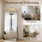 Arched Full Length Mirror 71"x26" - Floor Standing Body Mirror with Aluminum Frame,Leaning Hanging for Bedroom, Customized