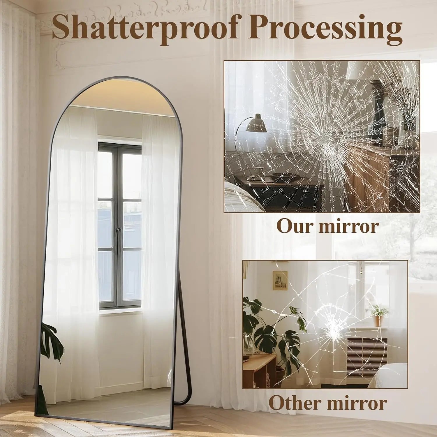 Arched Full Length Mirror 71"x26" - Floor Standing Body Mirror with Aluminum Frame,Leaning Hanging for Bedroom, Customized