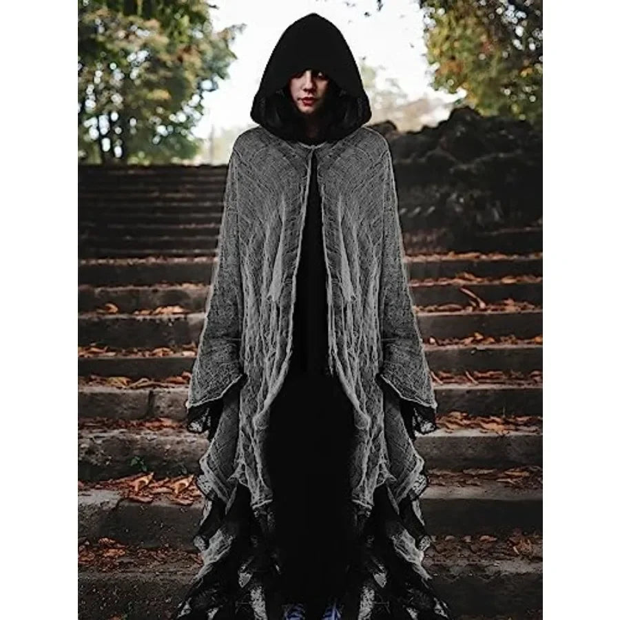 Halloween Grim Reaper Costume Medieval Renaissance Hooded Cloak Wizard Robe for Adult Halloween Cosplay