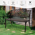 Outdoor Patio, Garden, Yard, Lawn, Entryway, Deck - Anti-Rust Cast Iron & Cast Aluminum Frame, Brown - Ideal for Outdoor Decor