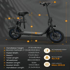 Gyroor Adult Electric Scooter with Seat – 450W Motor, 15-Mile Range, 16 MPH, 12" Tires, Rear Basket, UL2272 Certified, Adjustable Seat for Commuting & Errands
