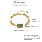 Vintage Square Olive Green Resin Warp Bracelet Relief Lion Chain Woman Jewelry Antique Gold Plated Luxury Designers Accessories