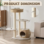 Indoor Cat Tree for Kittens, Natural Sisal, Hand - Woven Condo, 39\