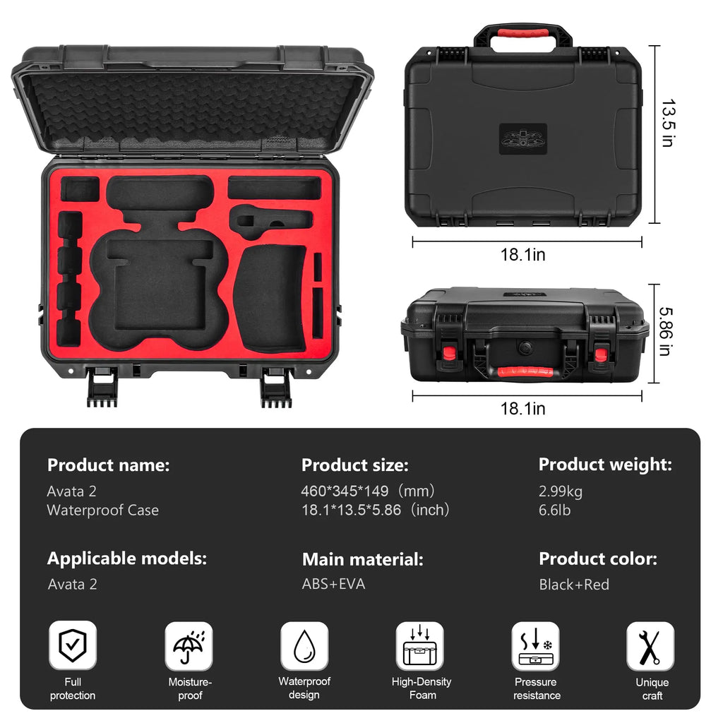 STARTRC Avata 2 Case,Waterproof Carrying Hard Case for DJI Avata 2 Fly More Combo with Goggles 3(NOT for Goggles N3),FPV Remote Controller 3,Battery Charging Hub,FPV Drone Accessories